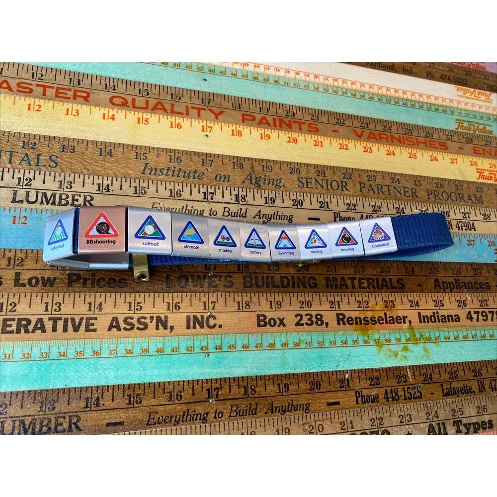 Boy Scouts BSA Cub Scout Belt W/ 12 Merit Badges Adventure Loop Slides Uniform